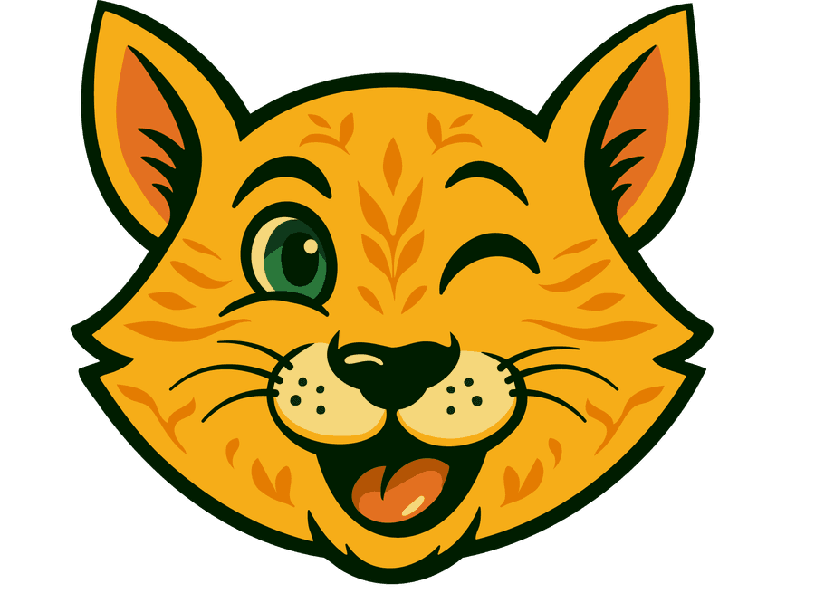 Das BM-Seeds-Maskottchen: eine zwinkernde orange Katze